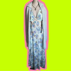 Floral Baby Blue Sheer Floral Lingerie Dress